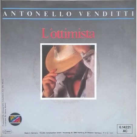 Venditti ‎Antonello – L'ottimista|1984    Ultraphone ‎– 6.14 221-Single