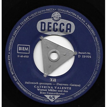 Valente ‎Caterina – Till / Personalità|Decca ‎– D 19 024-Single