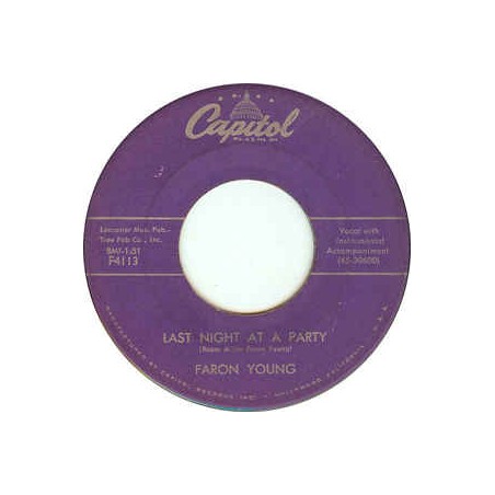 Young ‎Faron – Last Night At A Party|1959   Capitol Records ‎– F4113-Single