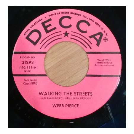 Pierce ‎Webb – Walking The Streets|1961    Decca ‎– 31298-Promo-Single