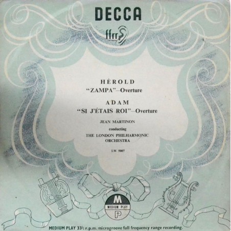Adam - Hérold- Overture-The London Philharmonic Orchestra, Jean Martinon ‎|1953    Decca ‎– LW 5007  10" Vinyl