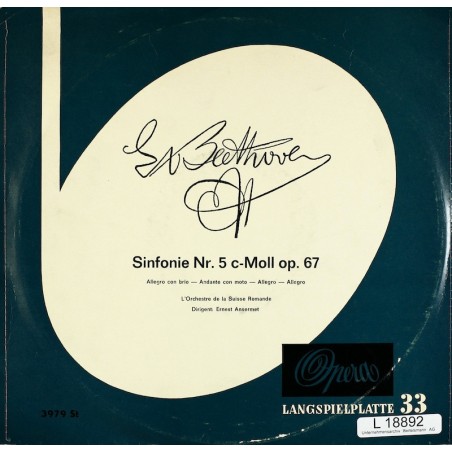 Beethoven-Sinfonie Nr. 5 c-Moll op. 67-Leitung Ansermet, Ernest|Opera 3979 Club Edition-10" Vinyl