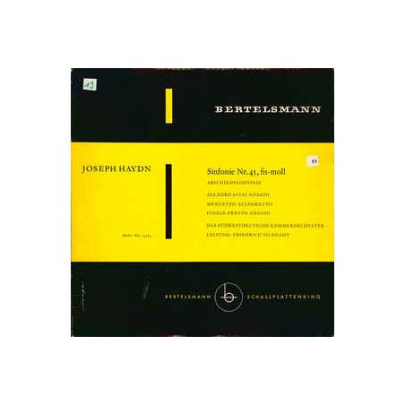 Haydn Joseph ‎– Sinfonie Nr.45, Fis-moll (Abschiedssinfonie)| Bertelsmann 13 383-10" Vinyl