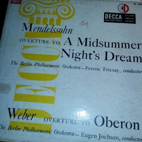 Mendelssohn– Overture To A Midsummer ... Fricsay / Weber-Oberon... ‎ - Jochum  |1952     Decca ‎– DL 4006  10" Vinyl
