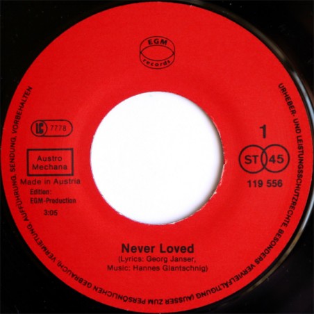 Just For Fun – Never Loved / Feelin' Down|1988    EGM Records ‎– 119 556-Single