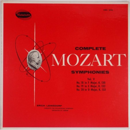 Mozart  ‎– Complete Symphonies, Vol. V|1958    Westminster ‎– XWN 18782