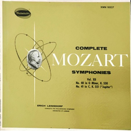 Mozart ‎– Complete Symphonies Vol. XII No. 40 in G Minor, K. 550 -No. 41 |Erich Leinsdorf  1957    Westminster ‎– XWN 18527