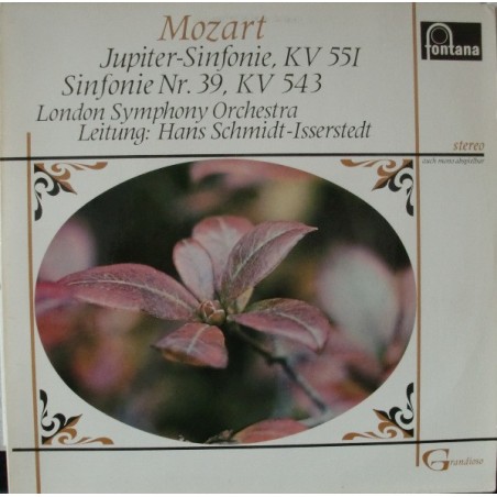 Mozart– Jupiter-Sinfonie, KV 551. Sinfonie Nr. 39, KV 543 London Symphony Orchestra-Hans Schmidt-Isserstedt |Fontana ‎– 894 082