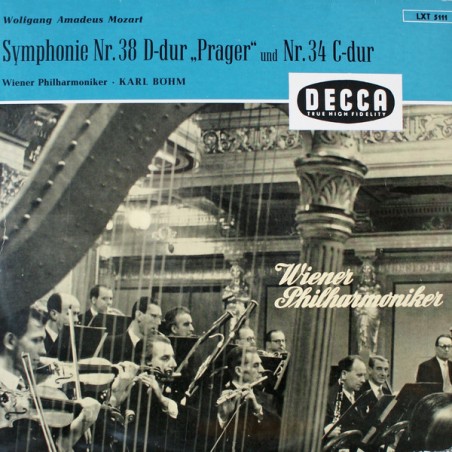 Mozart – Symphonie Nr. 38 D-dur, KV 504 "Prager"-Nr. 34 C-dur, KV 338- Karl Böhm, Wr. Philharmoniker ‎| Decca ‎– LXT 5111