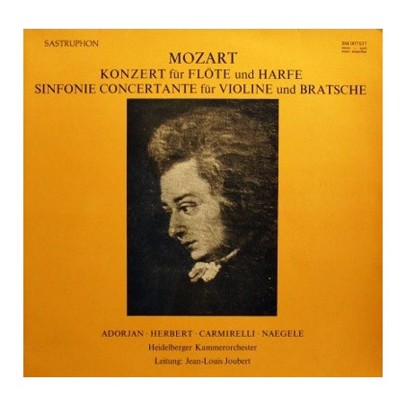 Mozart‎– Konzert für Flöte und Harfe, Sinfonie Concertante für Violine und Bratsche|Sastruphon ‎– SM 007 037