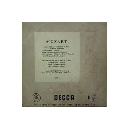 Mozart – Serenade In G Major- 'Eine Kleine Nachtmusik'-Divertimento -Münchinger ‎|1951  Decca	LX 3061, LX.3061-10" Vinyl
