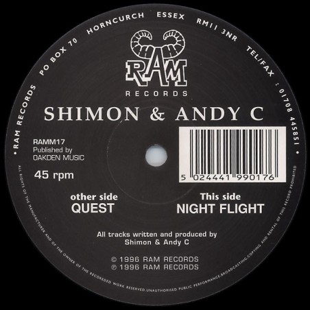 Shimon & Andy C  ‎– Quest / Night Flight|1996    RAM Records ‎– RAMM17-Maxi-Single