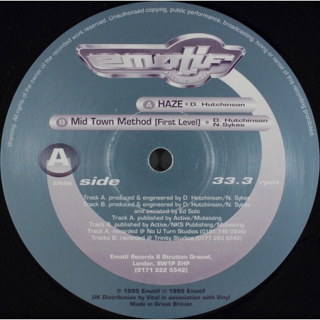 Rollers Instinct ‎– Haze / Mid Town Method|1995    	Emotif Recordings EMF 003-Maxi-Single
