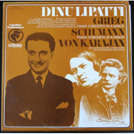 Grieg -Schumann-  Concerto in A Minor for Piano and Orchestra-Karajan-Dinu Lipatti|1967   Odyssey ‎– 32 16 0141