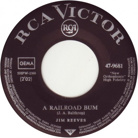 Reeves ‎Jim – Snow Flake / A Railroad Bum|RCA Victor ‎– 47-9681-Single