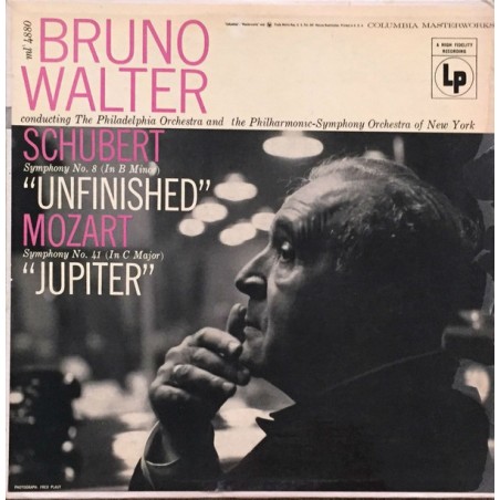 Schubert-Mozart – Symphony No. 8-Symphony No. 41-Bruno Walter -Symphony |Columbia Masterworks ‎– ML 4880