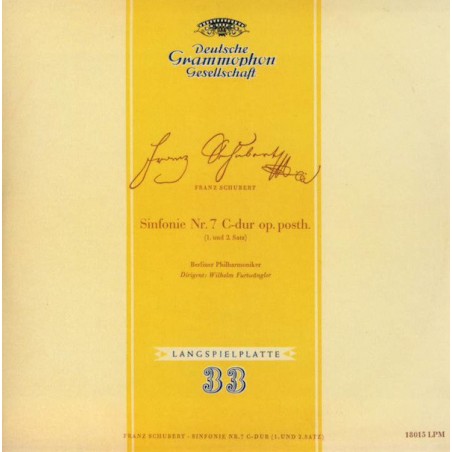 Schubert Franz‎– Sinfonie Nr. 7 C-Dur Op. Posth.-Berliner Philharmoniker -Furtwängler|1952  DG 18015 LPM