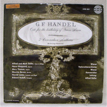 Händel- Ode For The Birthday Of Queen Anne-Krönungs-Hymnen-Wr. Festwochenorchester|Amadeo ‎– AVRS 5031 St