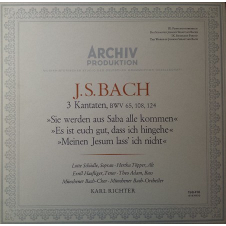 Bach-3 Kantaten, BWV 65, 108, 124-Karl Richter|1968   Archiv Produktion ‎– 198 416