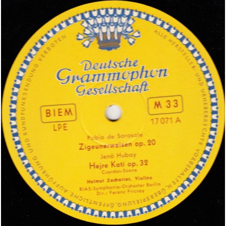 Sarasate-Hubay- Borodin-Zigeunerweise-Hejre Kati-Polowetzer Tänze -Zacharias |1957 -DG – LPE 17 071-10" Vinyl