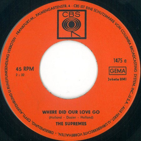 Supremes ‎The – Where Did Our Love Go / He Means The World To Me|1964    CBS ‎– 1475-Single