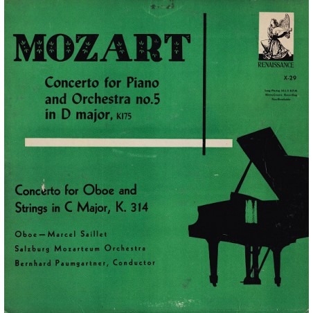 Mozart-Concerto For Piano And Orchestra No.5-Concerto For Oboe And Strings-Salzburg Mozarteum Orchestra|1966  Renaissance-X 29
