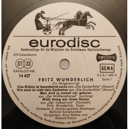 Wunderlich ‎Fritz – Ein Sängerportrait|Eurodisc ‎– 14 427-  10" Vinyl