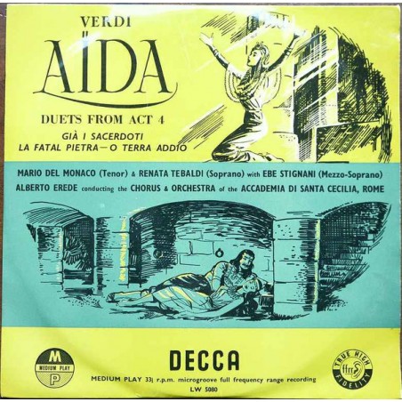 Verdi - Aida - Duets from Act 4 - Tebaldi-del Monaco-Erede ‎|1954   Decca ‎– LW 5080 - 10" -Vinyl