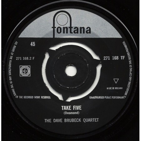 Brubeck Dave  Quartet ‎The – Take Five / Blue Rondo A La Turk|1961    Fontana ‎– 271 168 TF-Single