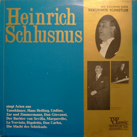 Schlusnus ‎Heinrich – Singt Arien |1969   Top Classic ‎– TC-9040