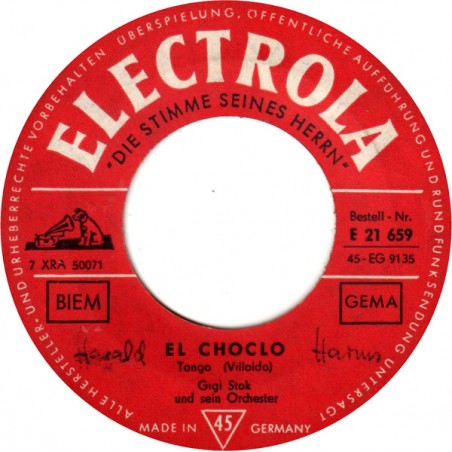 Stok's Gigi  Orchestra, Joe Loss & His Orchestra ‎– El Choclo / Pasodoble | Electrola ‎– E 21 659-Single