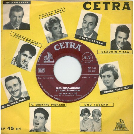 Buscaglione Fred  E I Suoi Asternovas ‎– Eri Piccola Così / Vocca Rossa|1958    Cetra ‎– SP 141-Single