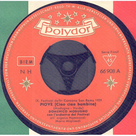 Modugno ‎Domenico – Piove (Ciao Ciao Bambina)|1959   Polydor ‎– 66 908-Single