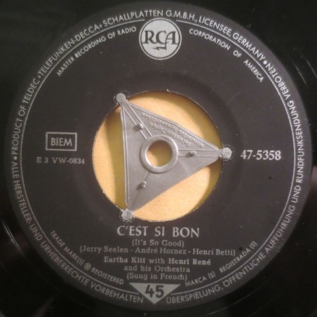 Kitt Eartha  With Henri René And His Orchestra ‎– C'est Si Bon / African Lullaby|1953    RCA ‎– 47-5358-Single