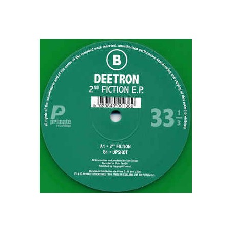 Deetron ‎– 2nd Fiction E.P.|1999   Primate Recordings ‎– PMTEN 013-green Vinyl-Maxi-Single