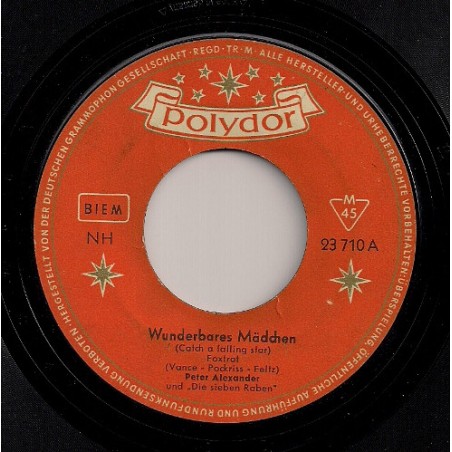 Alexander ‎Peter – Wunderbares Mädchen / Bambina|1958     Polydor ‎– 23 710-Single