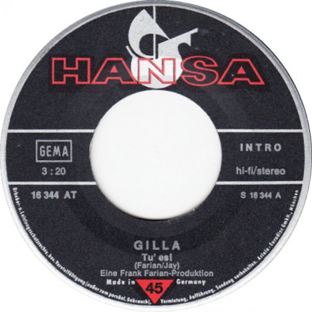 Gilla ‎– Tu' Es!|1975     Hansa ‎– 16 344 AT