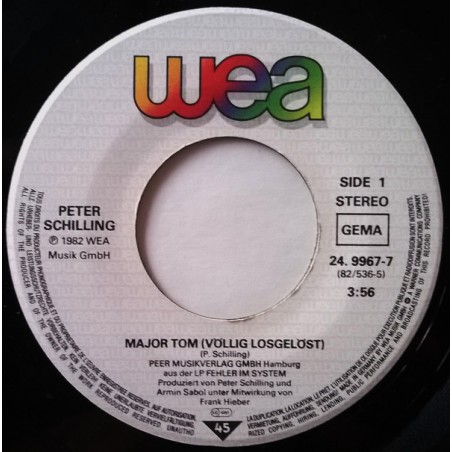 Schilling ‎ Peter – Major Tom (Völlig Losgelöst) |1982      WEA ‎– 24.9967-7 -Single