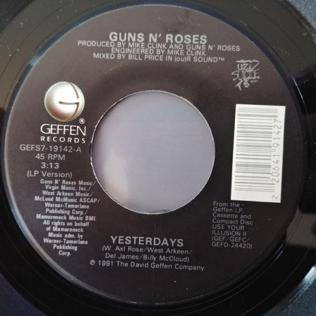 Guns N' Roses ‎– Yesterdays|1992     Geffen Records ‎– GEFS7-19142-Single