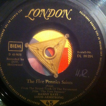 Armstrong Louis & Danny Kaye  ‎– The Five Pennies Saints / Battle Hymn Of The Republic|London Records ‎– DL 20 294-Single