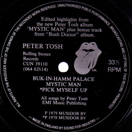 Tosh Peter ‎– Buk-In-Hamm Palace / Mystic Man / Pick Myself Up|1979    Rolling Stones Records ‎– CUN 39110 - 7"- Flexi-disc