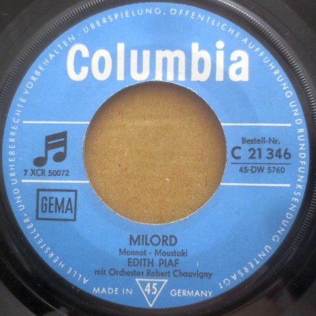 Piaf ‎Edith – Milord|Columbia ‎– C 21 346-Single