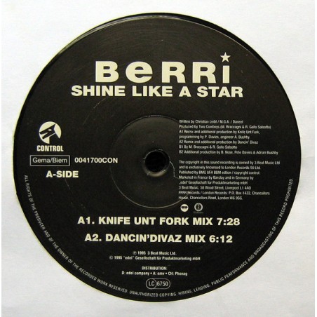 Berri ‎– Shine Like A Star|1995   Control ‎– 0041700 CON-Maxi-Single