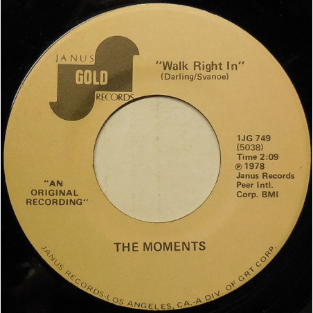 Moments The - Huey Piano Smith  ‎– Walk Right In / Don't You Just Know It|Janus Records Gold ‎– 1JG 749-Single