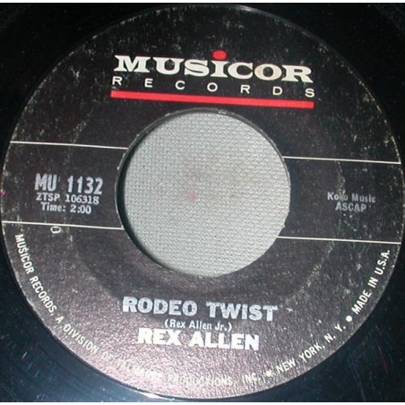 Allen ‎Rex – Rodeo Twist|1965    Musicor Records ‎– MU 1132-Single-Company Sleeve