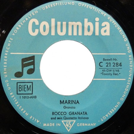 Granata Rocco ‎– Marina|1959     Columbia ‎– C 21 284-Single