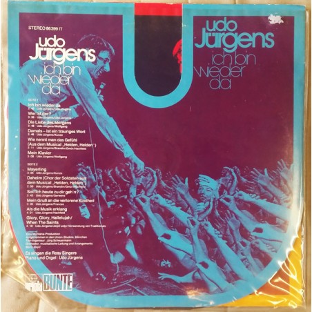 Jürgens ‎Udo – Ich Bin Wieder Da|1972Ariola ‎– 86 399 IT-printed plastic sleeve holding a shaped fold-out cover