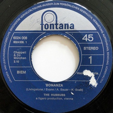 Hubbubs ‎The – Bonanza / Gold River |1971    Fontana ‎– 6024 008-Single