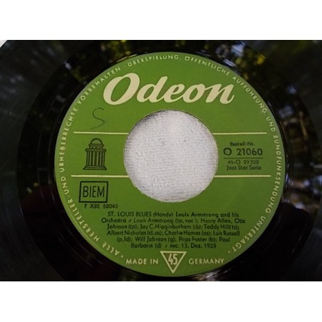 Armstrong Louis ‎– St. Louis Blues / Basin Street Blues|Odeon ‎– O 21060-Single
