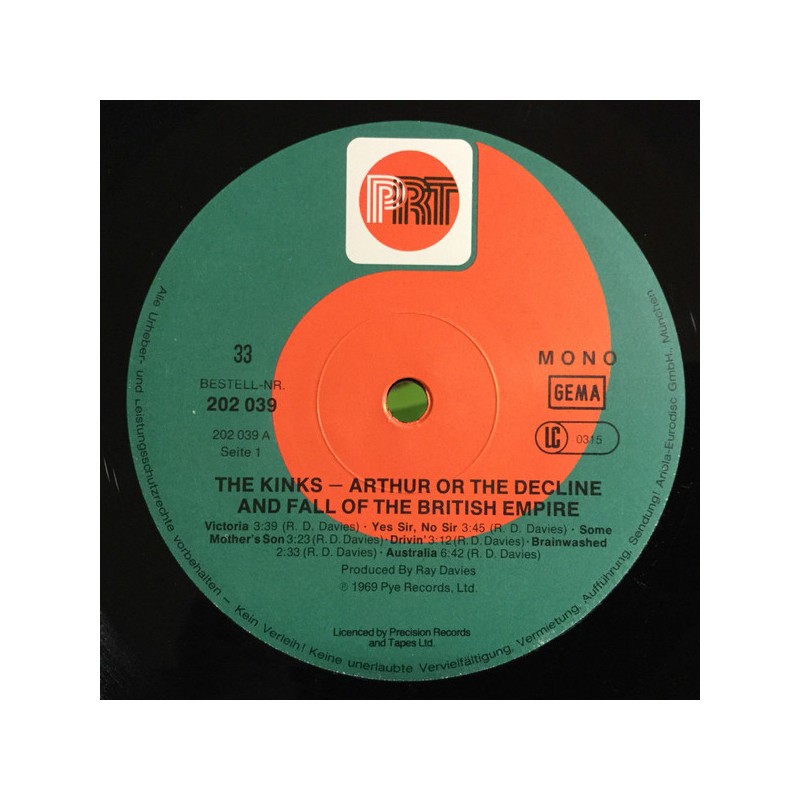 Kinks ‎The – Arthur or the Decline and Fall of the British Empire |1969 ...